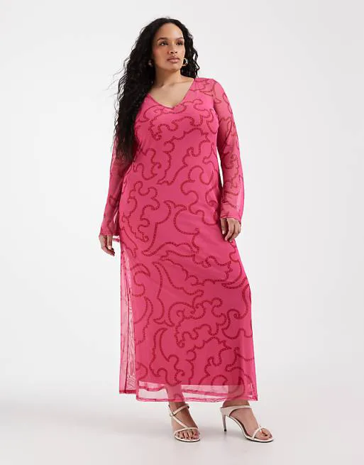 Розовое сетчатое платье макси Never Fully Dressed Curve
Розовое сетчатое платье макси Never Fully Dressed Curve