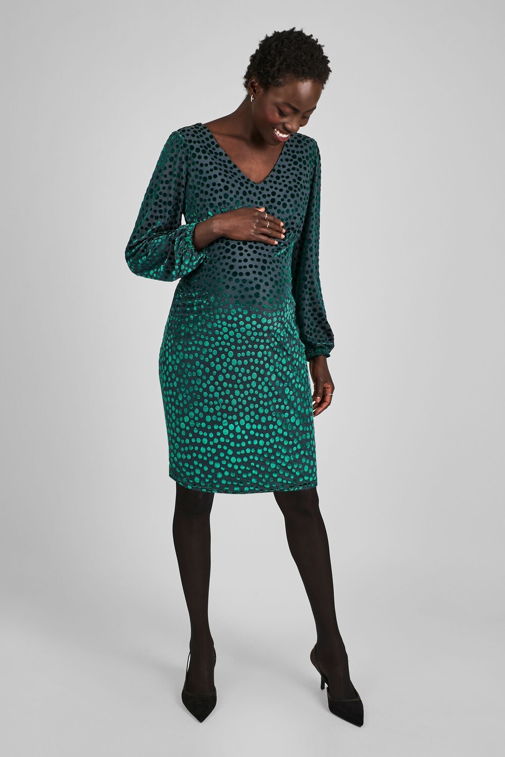 Мини платье для беременных в горошек Devore Jojo Maman Bébé, зеленый
Мини платье для беременных в горошек Devore Jojo Maman Bébé, зеленый