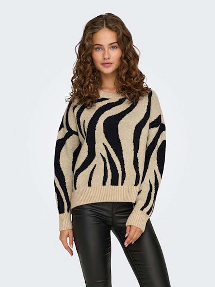 Пуловер ONLY, цвет beige/schwarz 
Пуловер ONLY, цвет beige/schwarz