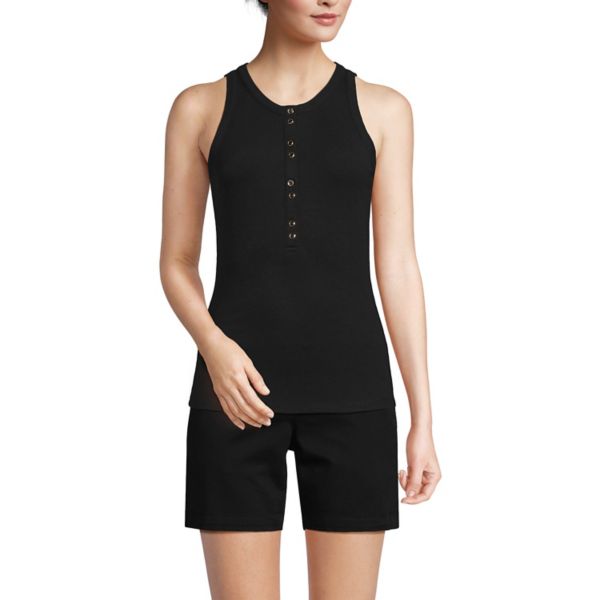 Женская облегающая майка-хенли Lands' End, черный
Женская облегающая майка-хенли Lands' End, черный