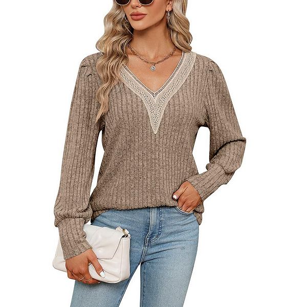Женский топ с длинным рукавом и кружевным V-образным вырезом Yesfashion, Khaki
Женский топ с длинным рукавом и кружевным V-образным вырезом Yesfashion, Khaki