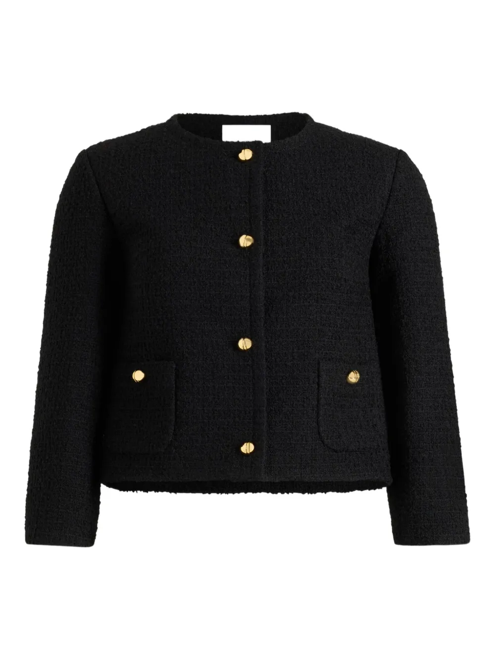 Твидовый жакет без воротника PATOU, черный 
Твидовый жакет без воротника PATOU, черный