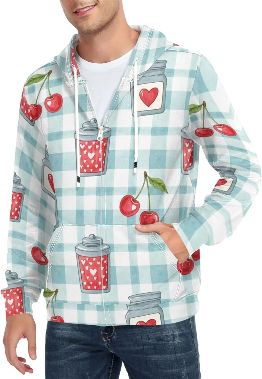 Мужская толстовка с полной застежкой-молнией Cherry Jars в клетку с длинным рукавом и карманом CUPADA
Мужская толстовка с полной застежкой-молнией Cherry Jars в клетку с длинным рукавом и карманом CUPADA