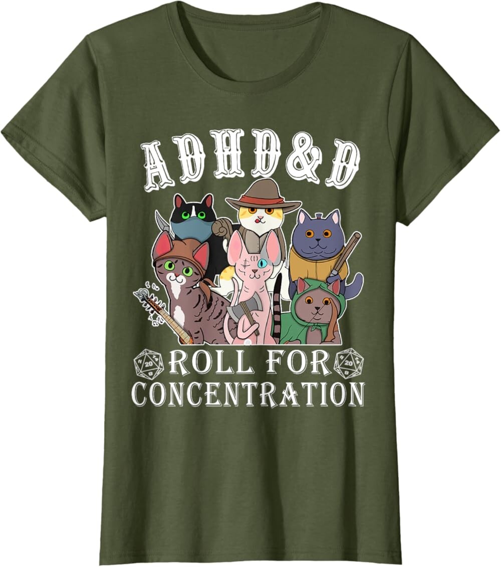 Детская футболка Funny Tees Gamer RPG Apparel Cats RPG Gamer Roll For Concentration D20 Dice Nerdy, оливковый
Детская футболка Funny Tees Gamer RPG Apparel Cats RPG Gamer Roll For Concentration D20 Dice Nerdy, оливковый