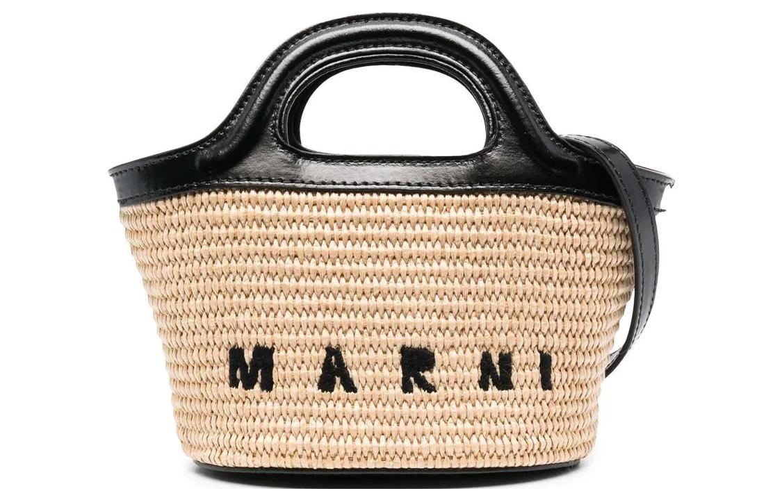MARNI Тропическая хлопковая сумка через плечо с кожаными и рафии вставками женская черно-бежевая
MARNI Тропическая хлопковая сумка через плечо с кожаными и рафии вставками женская черно-бежевая