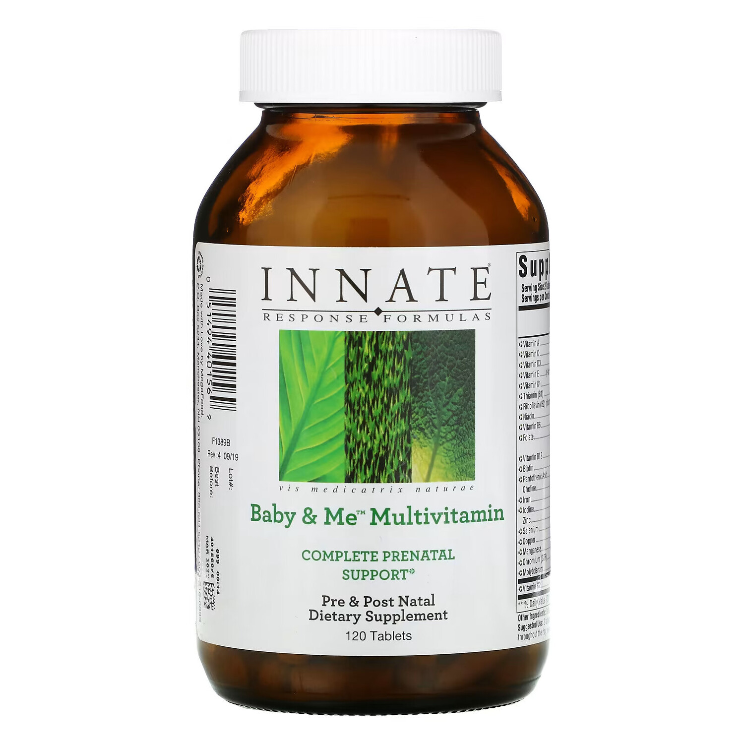 Innate Response Formulas, Baby & Me, мультивитамины, 120 таблеток
Innate Response Formulas, Baby & Me, мультивитамины, 120 таблеток