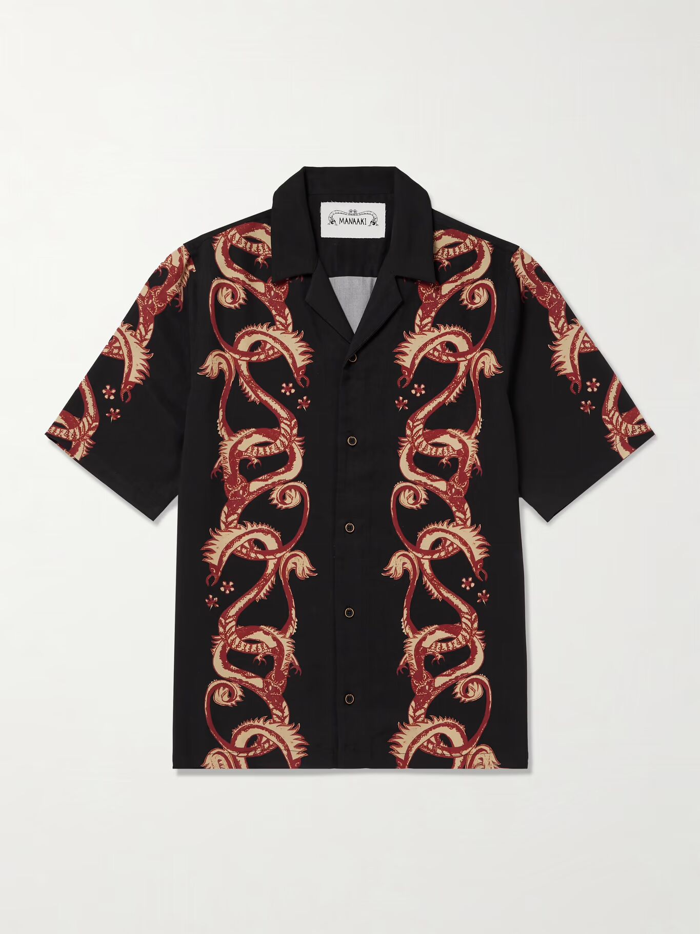 Рубашка Taniwha Camp-Collar с принтом из лиоцелла и твила MANAAKI, черный
Рубашка Taniwha Camp-Collar с принтом из лиоцелла и твила MANAAKI, черный