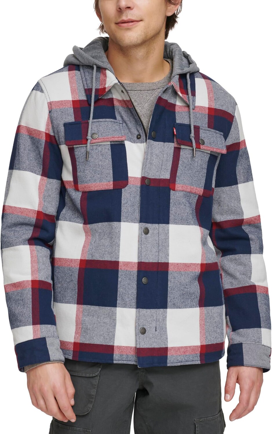 Куртка Levi's Washed Cotton Shirt Jacket with A Jersey Hood and Sherpa Lining, цвет Navy/Red Skater Plaid (NRE)
Куртка Levi's Washed Cotton Shirt Jacket with A Jersey Hood and Sherpa Lining, цвет Navy/Red Skater Plaid (NRE)