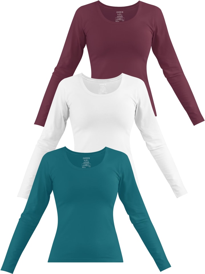 Лонгслив Janice 3 x Damen Langarmshirt Nimes, цвет Petrol/Weiß/Burgund
Лонгслив Janice 3 x Damen Langarmshirt Nimes, цвет Petrol/Weiß/Burgund