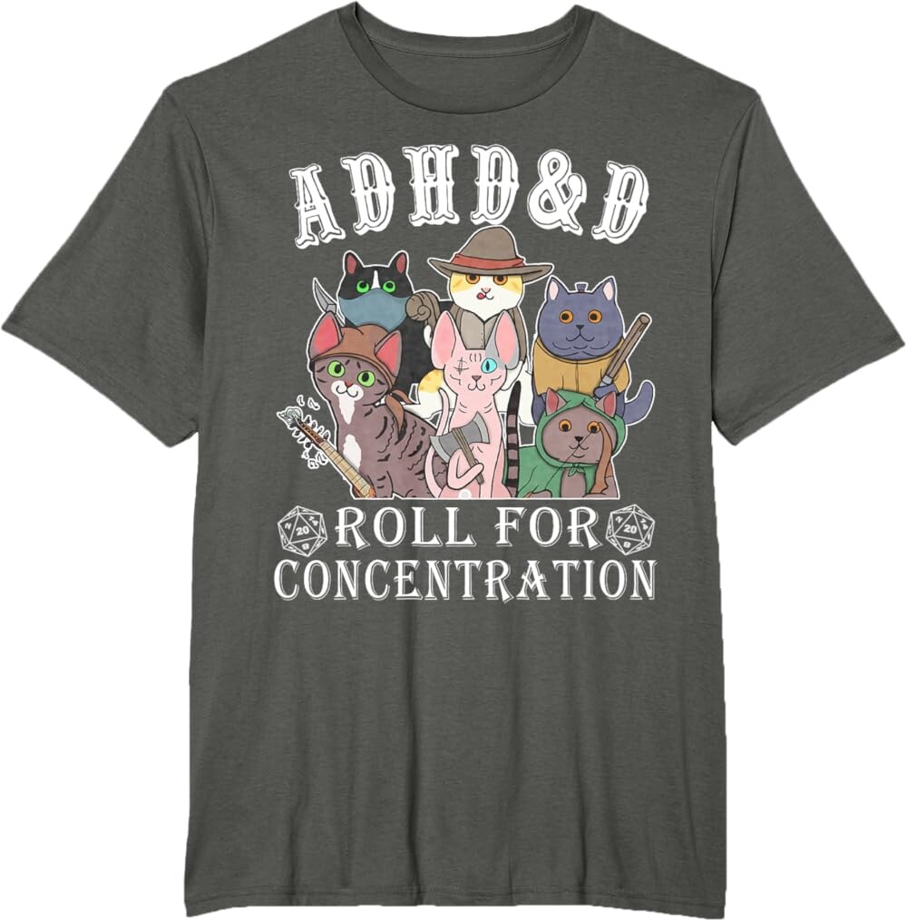 Мужская футболка Funny Tees Gamer RPG Apparel Cats RPG Gamer Roll For Concentration D20 Dice Nerdy, темно-серый
Мужская футболка Funny Tees Gamer RPG Apparel Cats RPG Gamer Roll For Concentration D20 Dice Nerdy, темно-серый