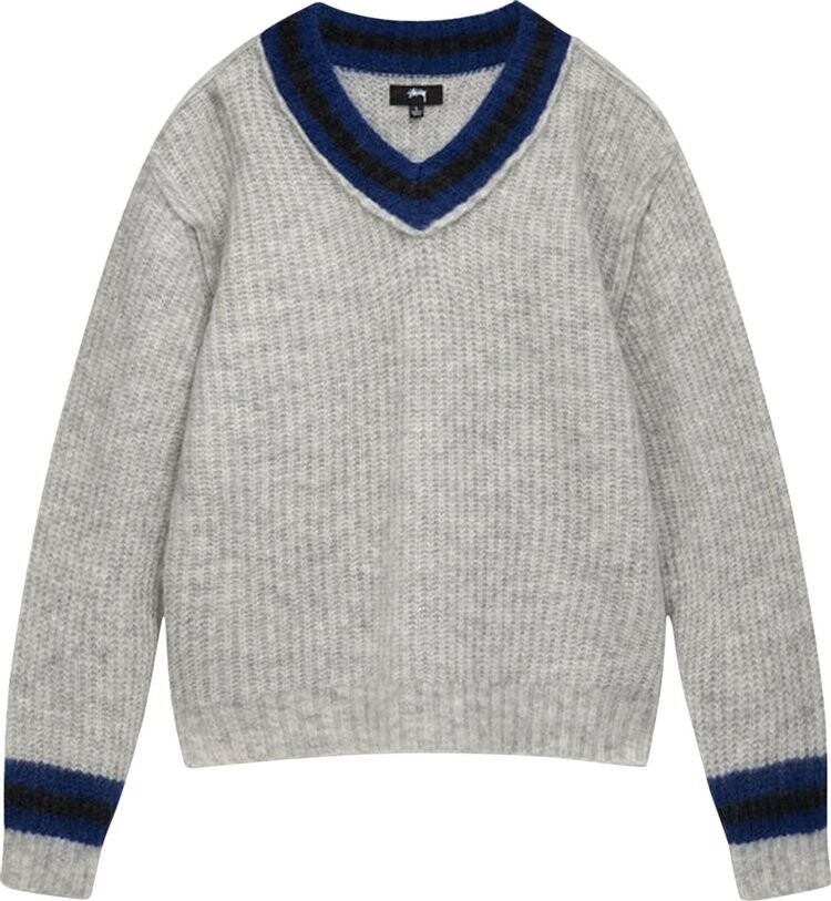 Свитер Stussy Mohair Tennis Sweater 'Ash', серый 
Свитер Stussy Mohair Tennis Sweater 'Ash', серый