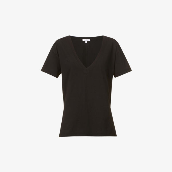 Футболка из хлопкового джерси с V-образным вырезом Good American, черный
Футболка из хлопкового джерси с V-образным вырезом Good American, черный