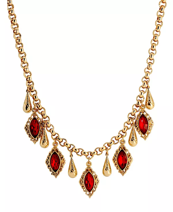 Ожерелье-Капелька из красного стекла с покрытием из 14-каратного золота 2028, red
Ожерелье-Капелька из красного стекла с покрытием из 14-каратного золота 2028, red