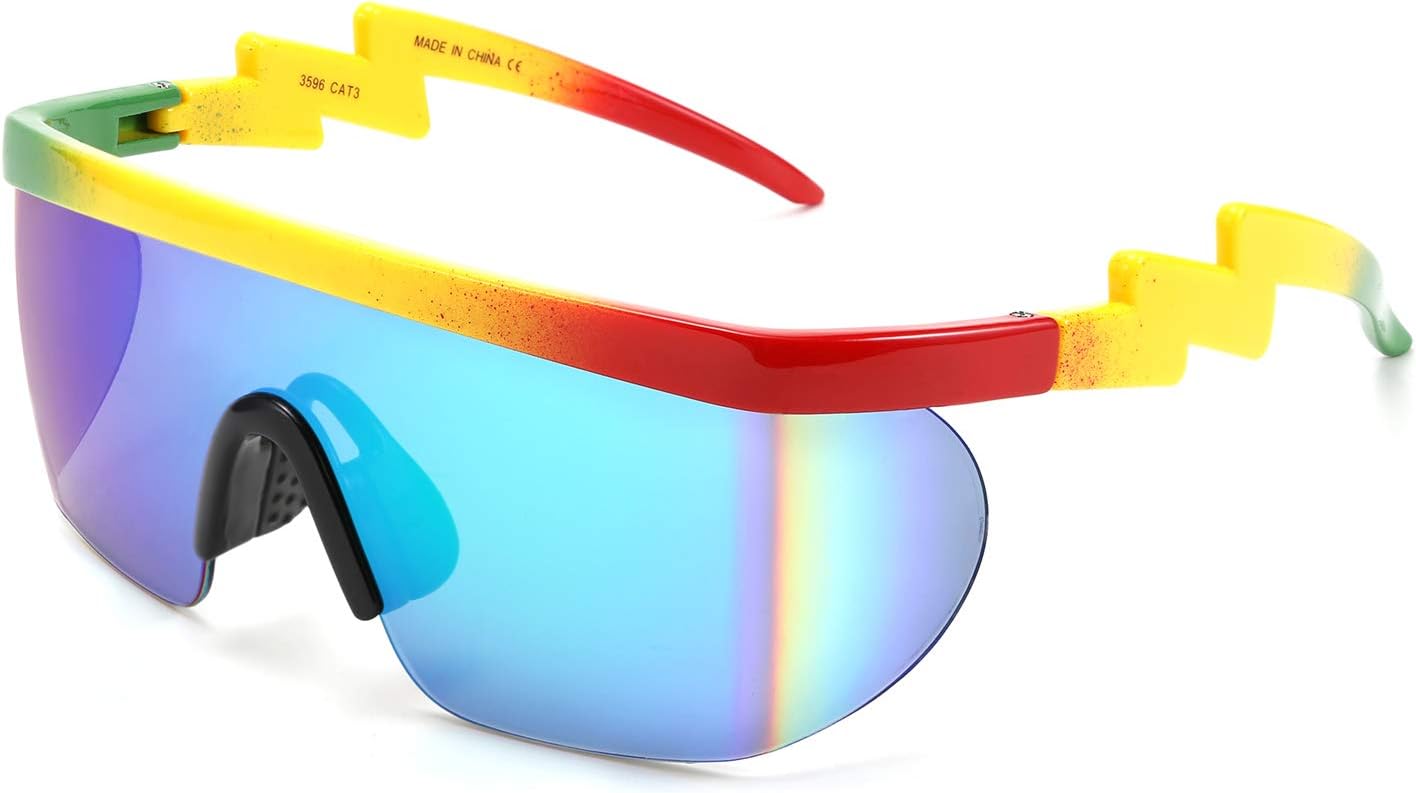 FEISEDY Большие зеркальные спортивные солнцезащитные очки в стиле 80-х, горнолыжные очки с плоским верхом, цельные, футуристический козырек, для женщин и мужчин, B2522, C01 Rainbow
FEISEDY Большие зеркальные спортивные солнцезащитные очки в стиле 80-х, горнолыжные очки с плоским верхом, цельные, футуристический козырек, для женщин и мужчин, B2522, C01 Rainbow