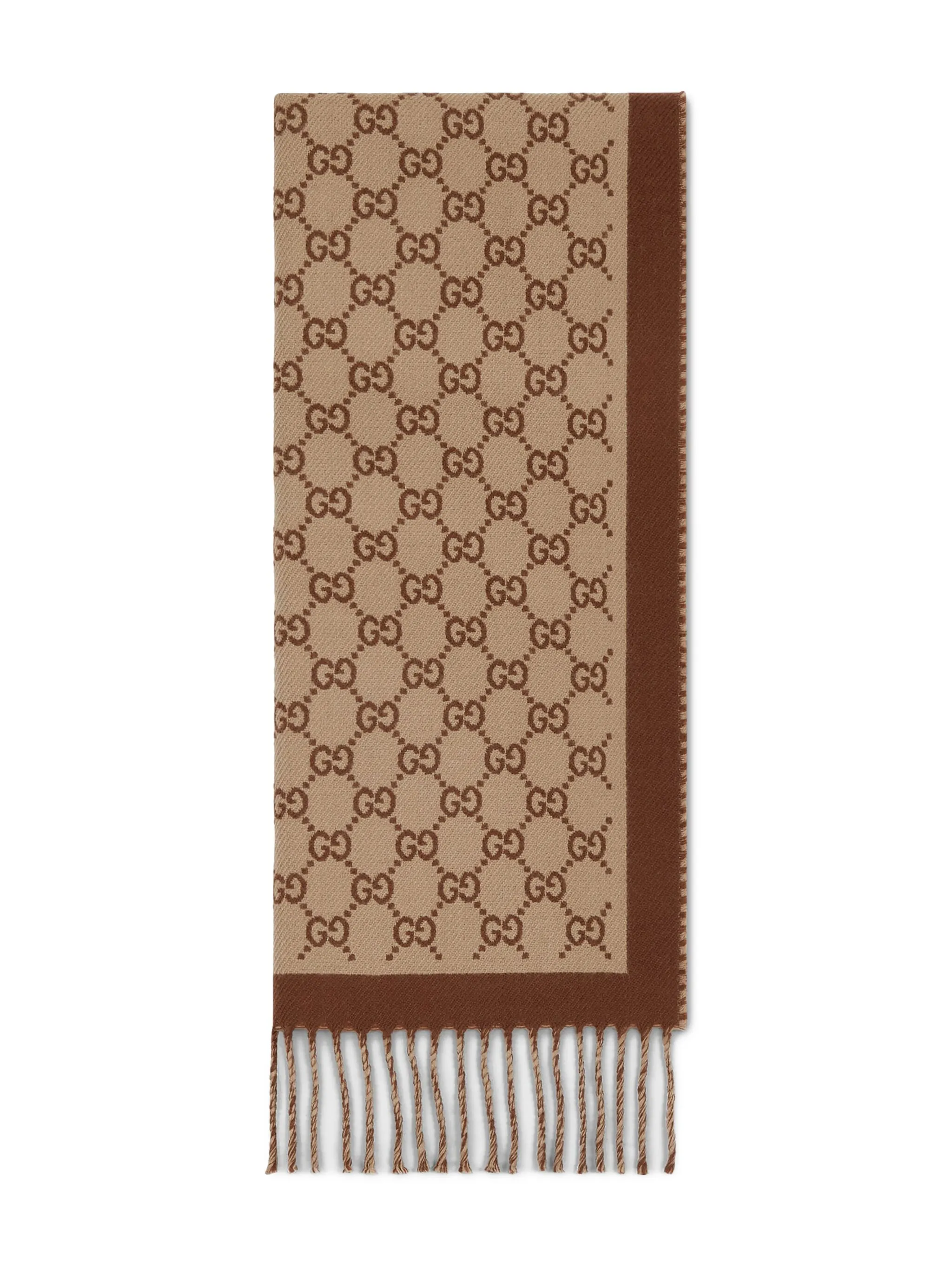 Шерстяной шарф с узором GG Gucci, коричневый
Шерстяной шарф с узором GG Gucci, коричневый