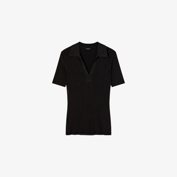 Вязаный поло-топ Joseph с V-образным вырезом и резинкой, черный
Вязаный поло-топ Joseph с V-образным вырезом и резинкой, черный