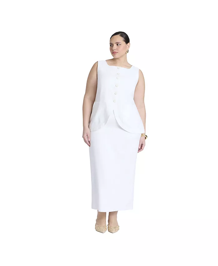 Женская юбка-стойка из льняной смеси ELOQUII, белый
Женская юбка-стойка из льняной смеси ELOQUII, белый