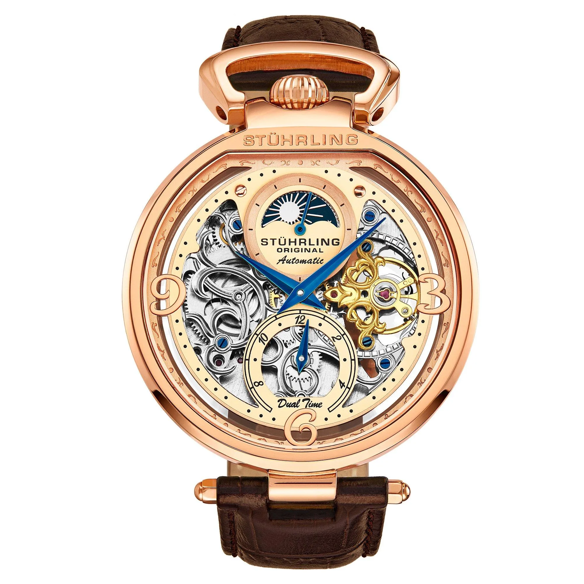 Автоматические часы Modena Dual Time со скелетоном, 46 мм, с кожаным ремешком STÜHRLING Original, розовое золото
Автоматические часы Modena Dual Time со скелетоном, 46 мм, с кожаным ремешком STÜHRLING Original, розовое золото