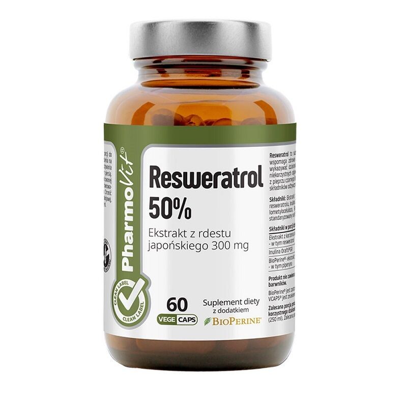 Препарат, поддерживающий систему кровообращения Pharmovit Clean Label Resweratrol 50% Kapsułki, 60 шт 
Препарат, поддерживающий систему кровообращения Pharmovit Clean Label Resweratrol 50% Kapsułki, 60 шт