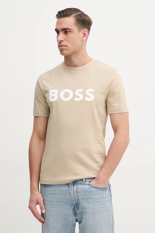 Хлопковая футболка Boss, бежевый
Хлопковая футболка Boss, бежевый