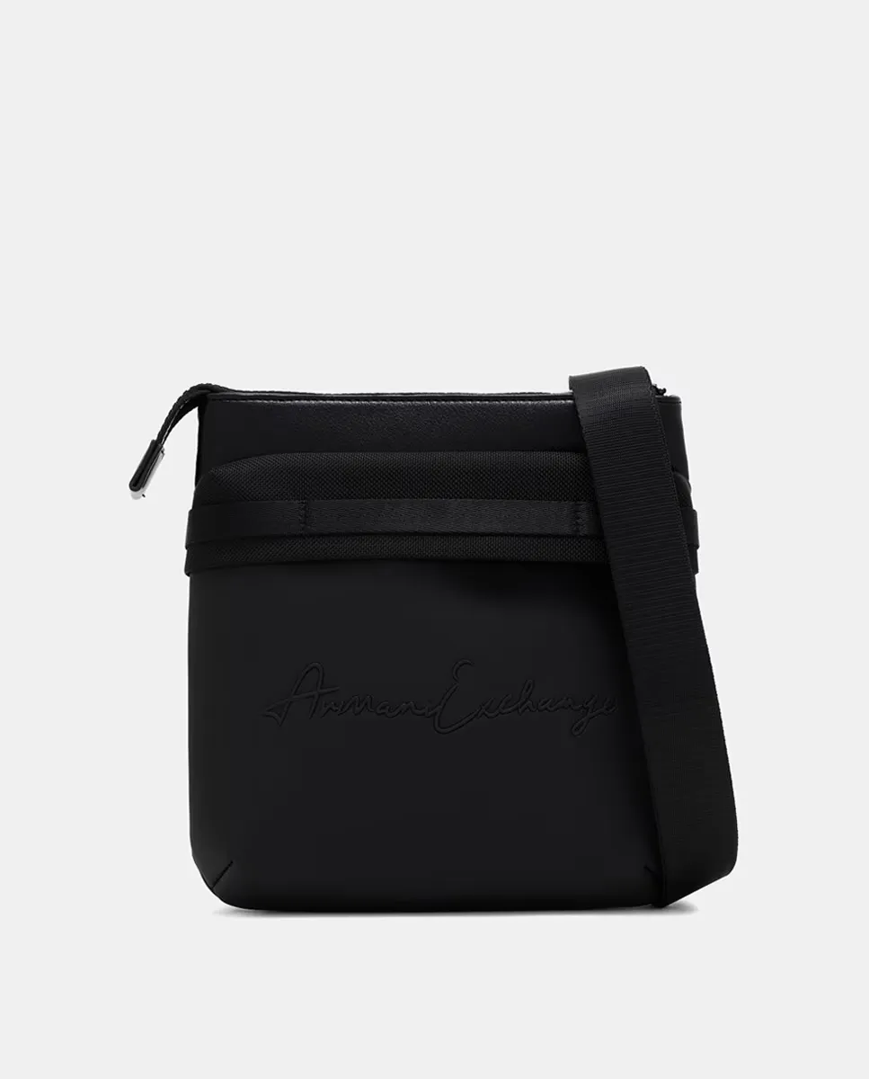 Мужская сумка-бандо через плечо из экокожи с логотипом Armani Exchange, черный 
Мужская сумка-бандо через плечо из экокожи с логотипом Armani Exchange, черный