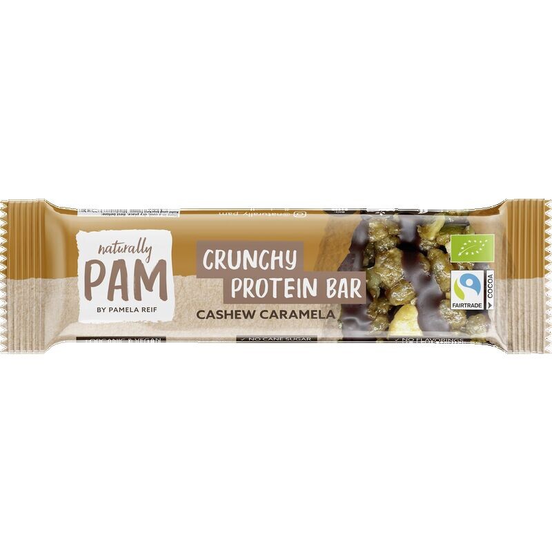 Органический хрустящий протеиновый батончик с кешью и карамелью Naturally PAM, 30 g
Органический хрустящий протеиновый батончик с кешью и карамелью Naturally PAM, 30 g