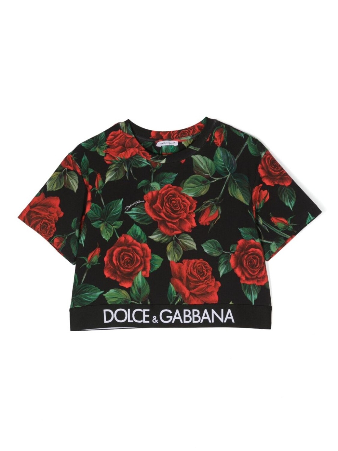Dolce & Gabbana укороченная футболка с принтом, черный 
Dolce & Gabbana укороченная футболка с принтом, черный