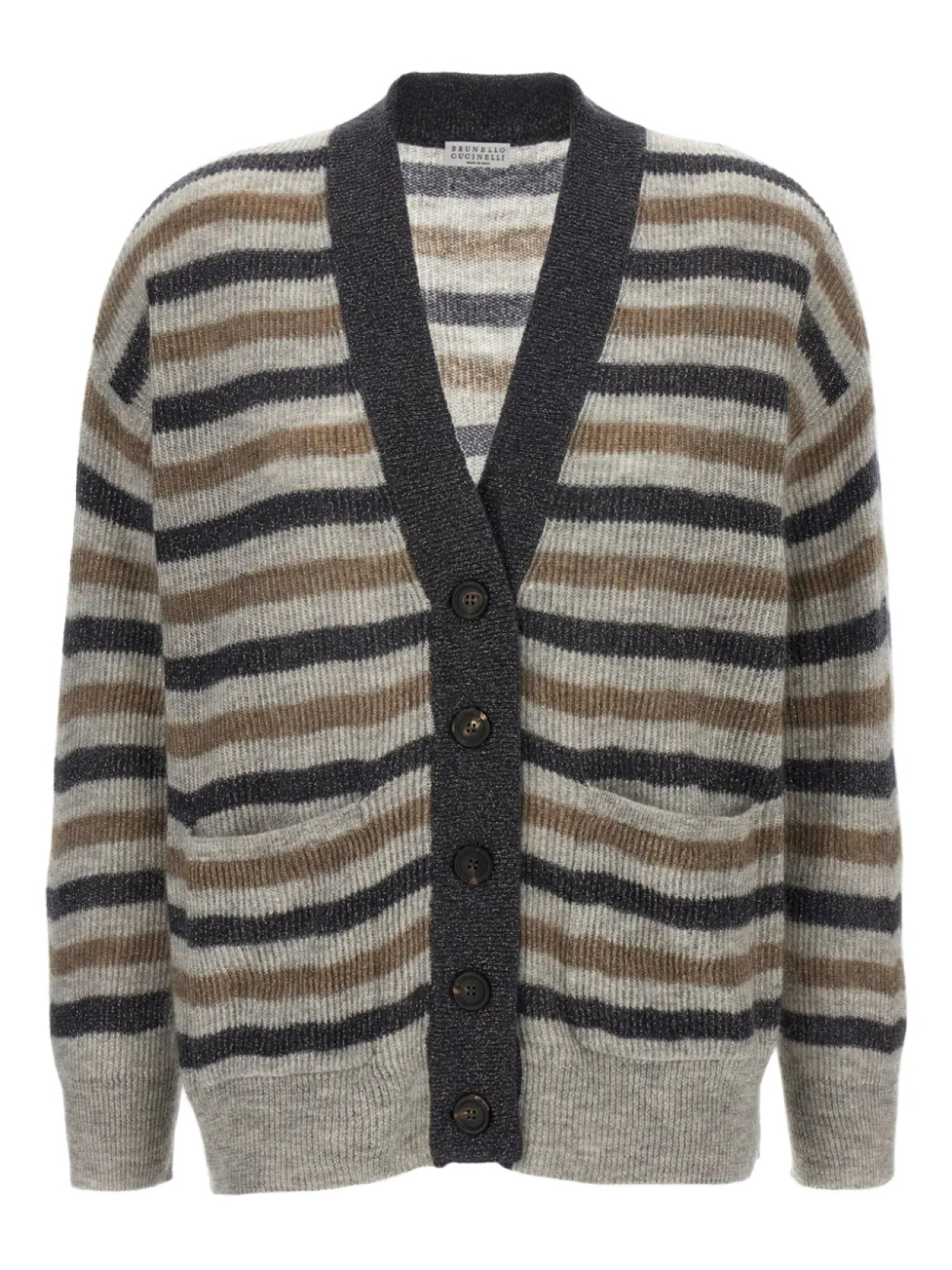 Полосатый кардиган Brunello Cucinelli, серый
Полосатый кардиган Brunello Cucinelli, серый