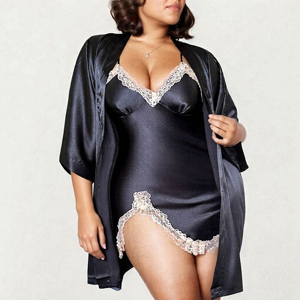 Женский комплект из 2 предметов: атласное платье-комбинация и халат с элегантным струящимся силуэтом Anna-Kaci, Black
Женский комплект из 2 предметов: атласное платье-комбинация и халат с элегантным струящимся силуэтом Anna-Kaci, Black