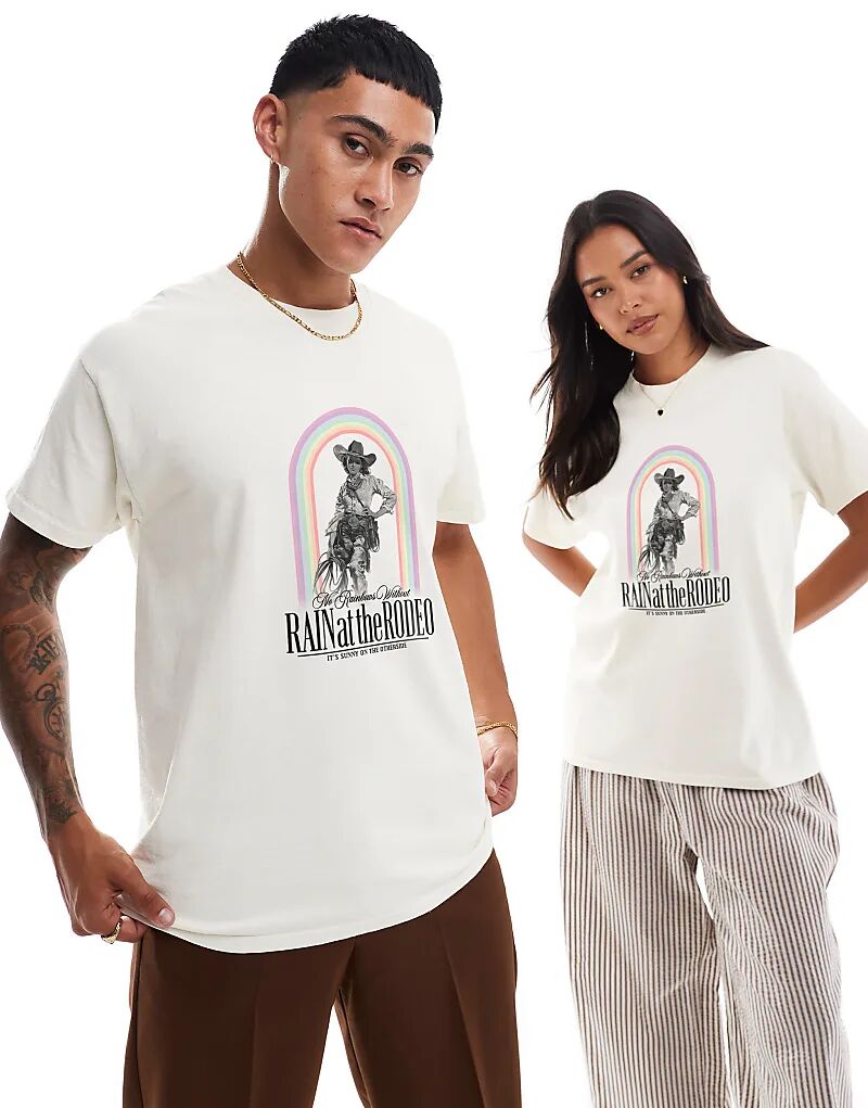 Футболка с принтом «Дождь на переднем плане родео» цвета экрю, стираная PRNT
Футболка с принтом «Дождь на переднем плане родео» цвета экрю, стираная PRNT