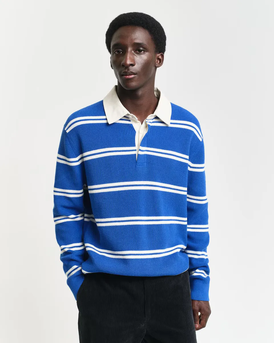 Мужская хлопковая рубашка-поло с ребристым узором Gant, синий
Мужская хлопковая рубашка-поло с ребристым узором Gant, синий