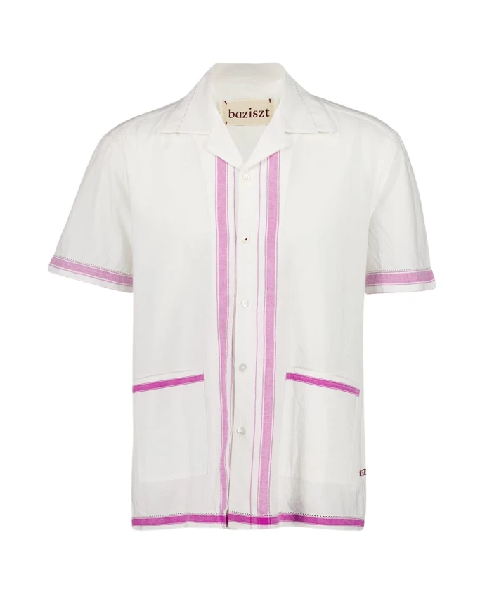 Полосатая хлопковая рубашка белого и розового цвета Baziszt, белый
Полосатая хлопковая рубашка белого и розового цвета Baziszt, белый