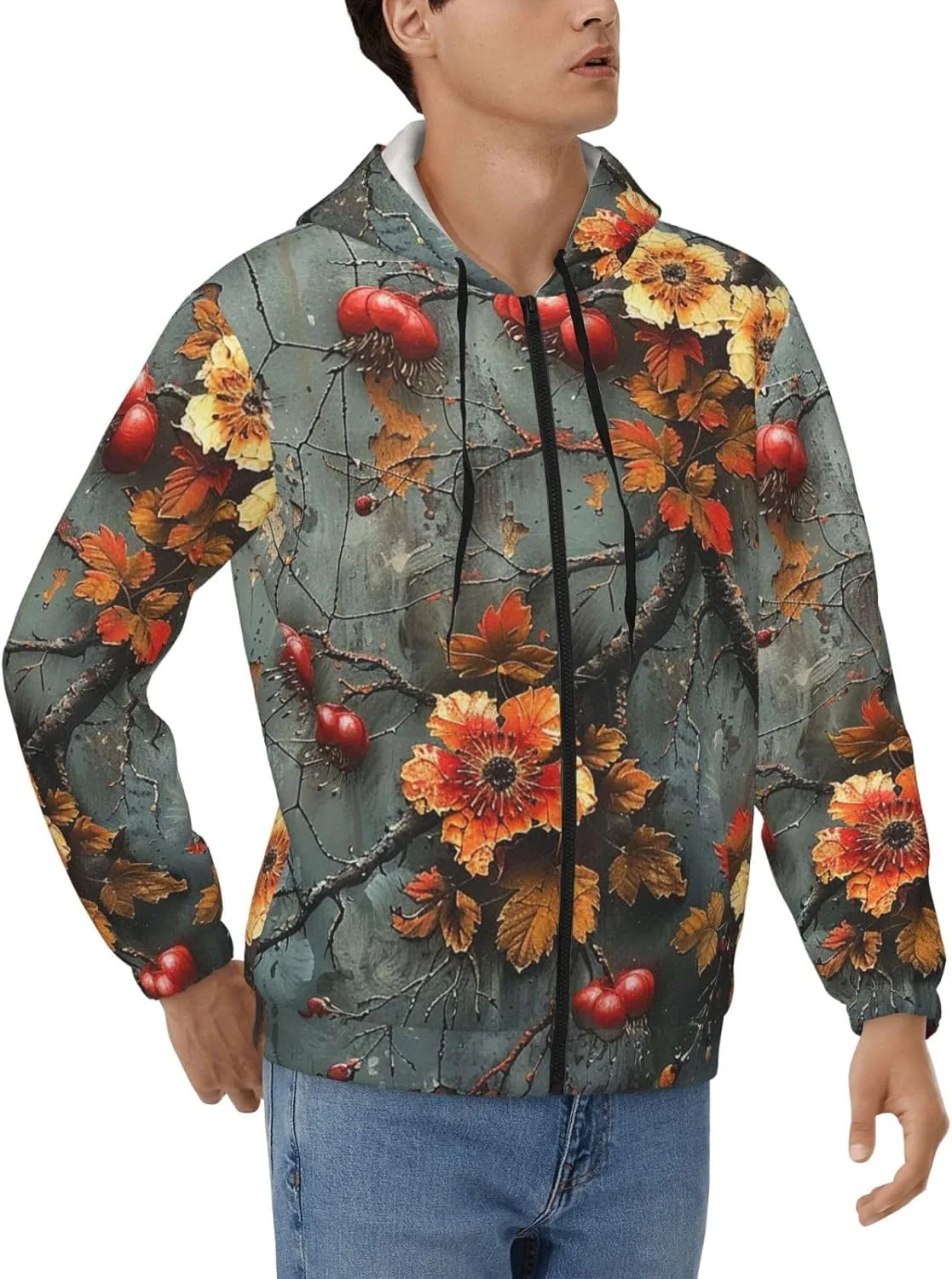 Мужская 3d худи с капюшоном на молнии - Vintage Spiderweb Botanical Floral
Мужская 3d худи с капюшоном на молнии - Vintage Spiderweb Botanical Floral