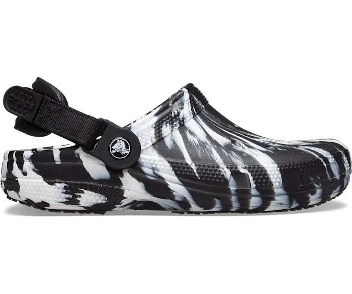 Классические рабочие сабо с графическим рисунком Crocs, черный / белый
Классические рабочие сабо с графическим рисунком Crocs, черный / белый