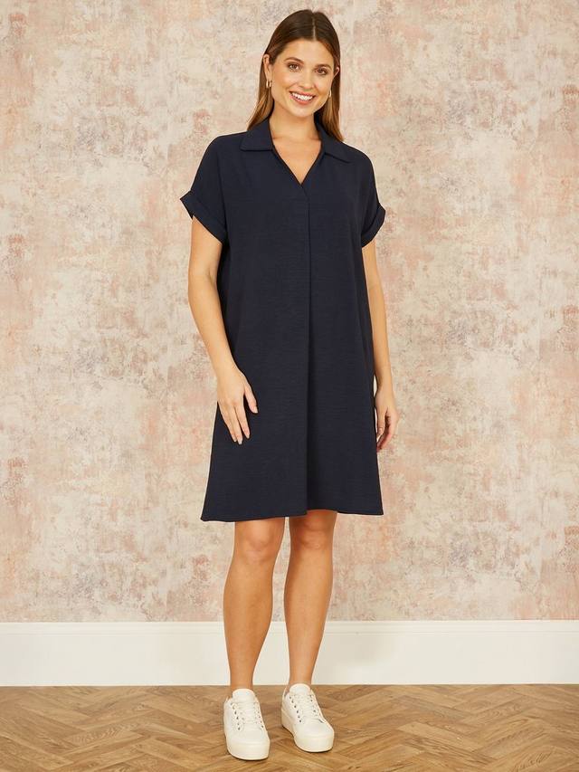 Платье-туника свободного покроя с воротником-стойкой Yumi, темно-синий
Платье-туника свободного покроя с воротником-стойкой Yumi, темно-синий