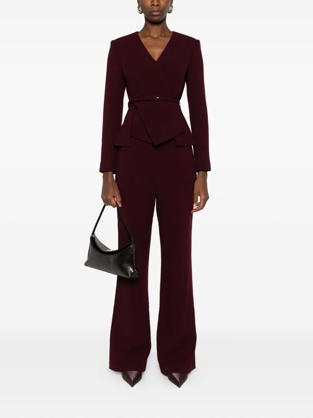 Расклешенные брюки с карманами Roland Mouret, красный 
Расклешенные брюки с карманами Roland Mouret, красный