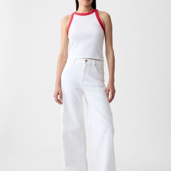 Укороченный топ в рубчик с халтер-воротником Gap, белый
Укороченный топ в рубчик с халтер-воротником Gap, белый