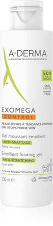 Смягчающий пенящийся гель для сухой и атопической кожи A-Derma Exomega Control Emollient Foaming gel, 200 ml 
Смягчающий пенящийся гель для сухой и атопической кожи A-Derma Exomega Control Emollient Foaming gel, 200 ml