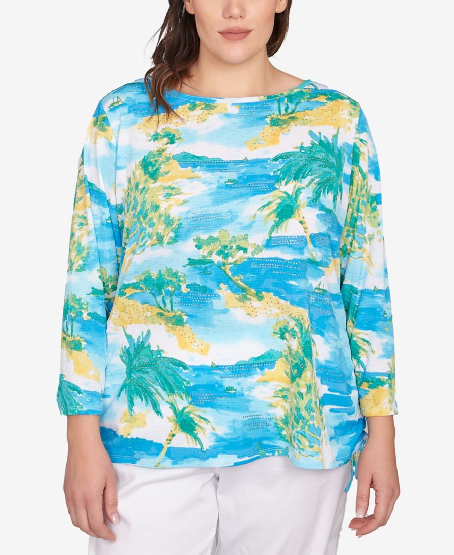 Топ из жатой вязки Paradise Island больших размеров Ruby Rd, Ocean Blue Multi
Топ из жатой вязки Paradise Island больших размеров Ruby Rd, Ocean Blue Multi