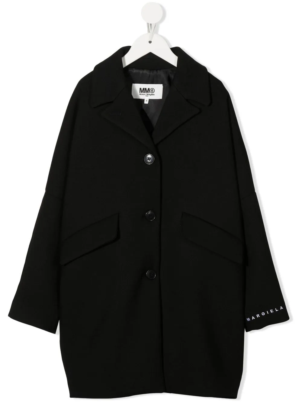 Однобортное пальто с логотипом MM6 Maison Margiela Kids, черный
Однобортное пальто с логотипом MM6 Maison Margiela Kids, черный