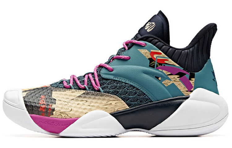 Баскетбольные кроссовки мужские среднего размера желто-зелено-фиолетовые Anta 
Баскетбольные кроссовки мужские среднего размера желто-зелено-фиолетовые Anta