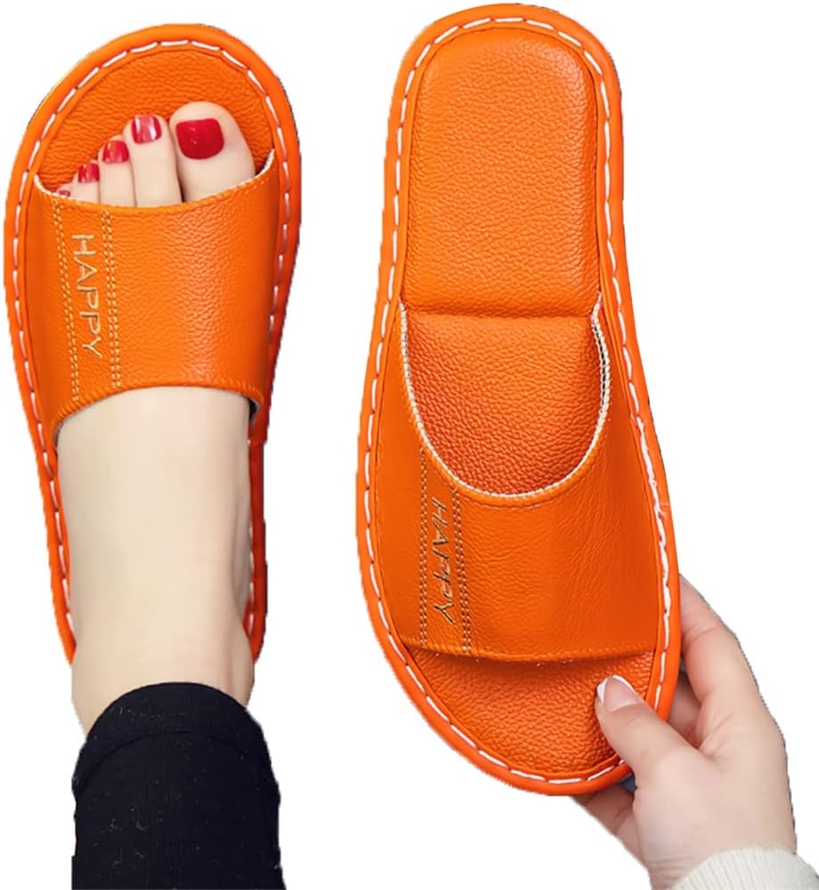 Кожаные тапочки XUEMML- домашние сандалии для мужчин и женщин с открытым носком, унисекс, из натуральной кожи, нескользящие домашние тапочки для спальни, оранжевый
Кожаные тапочки XUEMML- домашние сандалии для мужчин и женщин с открытым носком, унисекс, из натуральной кожи, нескользящие домашние тапочки для спальни, оранжевый