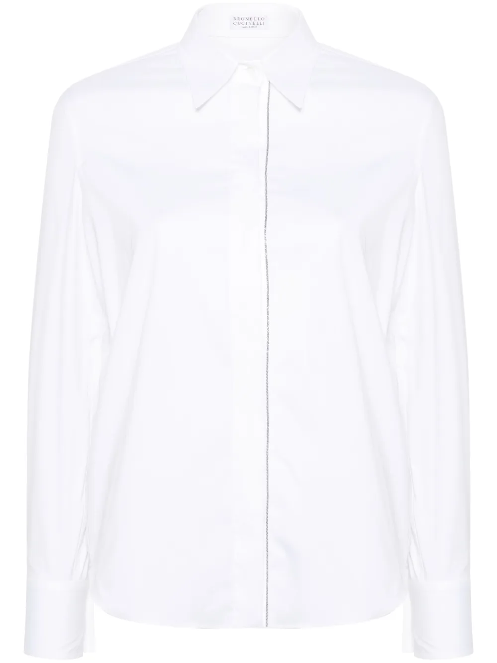 Поплиновая рубашка с бисером Brunello Cucinelli, белый
Поплиновая рубашка с бисером Brunello Cucinelli, белый