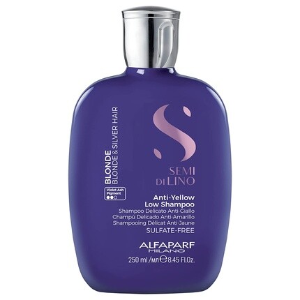 Semi Di Lino Blonde Anti-Yellow Low Shampoo для светлых платиновых и серебристых волос — фиолетовый шампунь без сульфатов — корректирует медный оттенок, Alfaparf Milano
Semi Di Lino Blonde Anti-Yellow Low Shampoo для светлых платиновых и серебристых волос — фиолетовый шампунь без сульфатов — корректирует медный оттенок, Alfaparf Milano