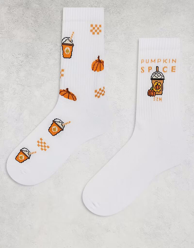 2 пары носков с принтом тыквы и специй, белые Asos Design
2 пары носков с принтом тыквы и специй, белые Asos Design
