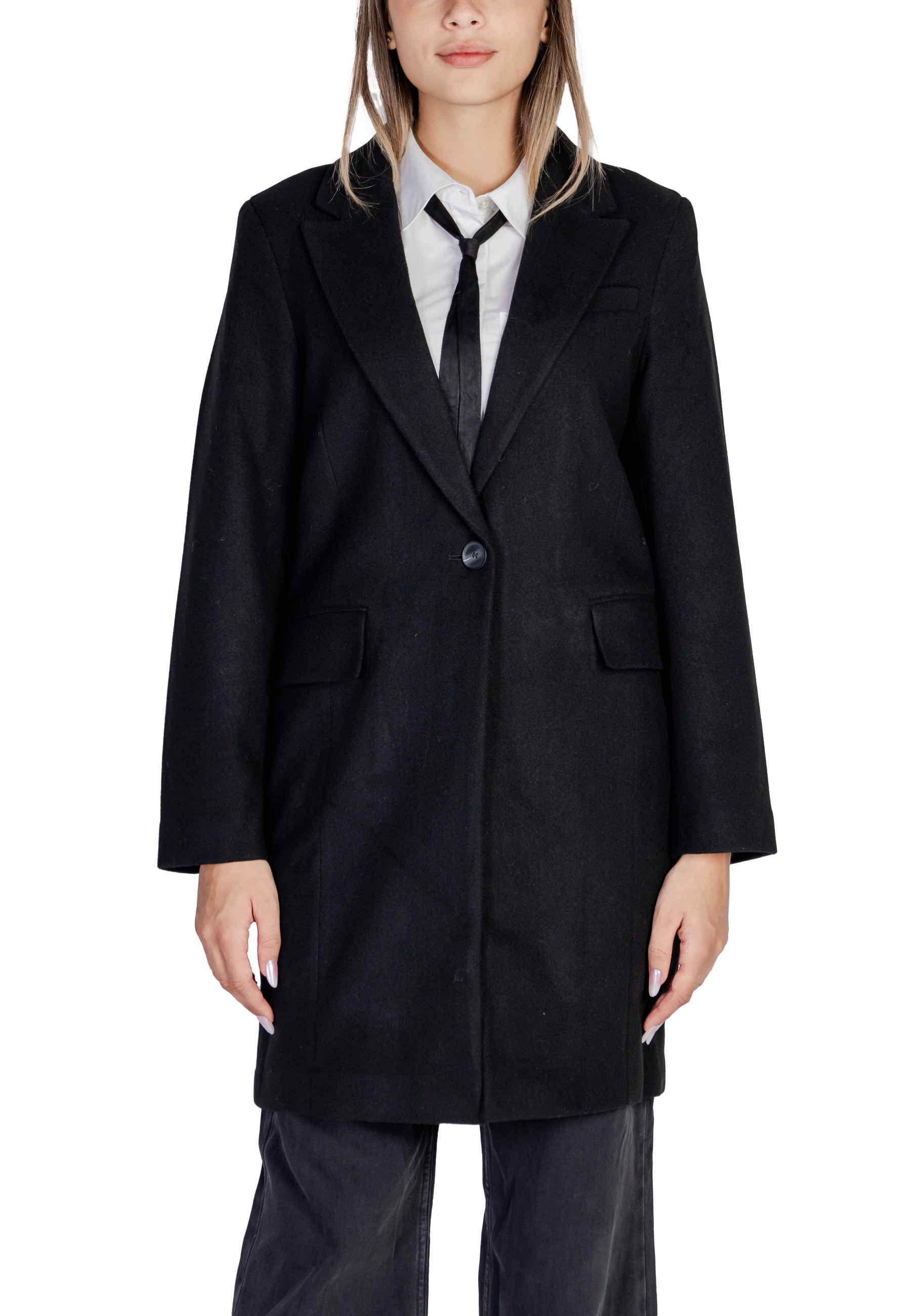 Пальто ONLY с v-образным вырезом, черный
Пальто ONLY с v-образным вырезом, черный