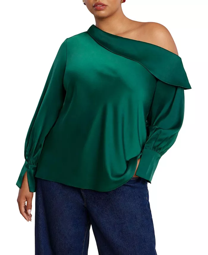 Женская асимметричная блузка с отворотом больших размеров ELOQUII, зеленый
Женская асимметричная блузка с отворотом больших размеров ELOQUII, зеленый