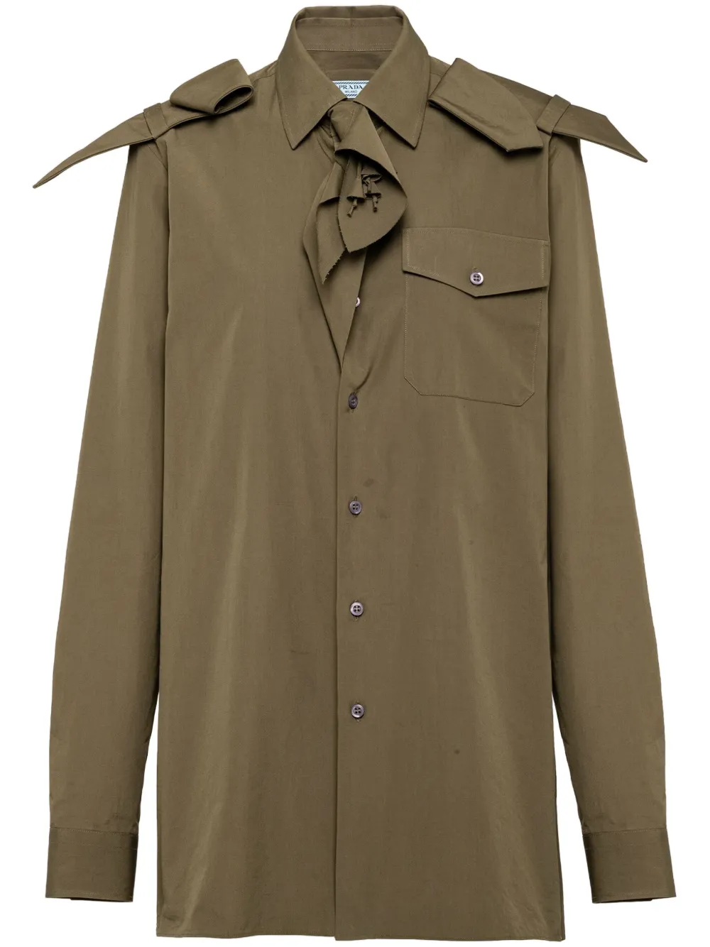 Поплиновая рубашка с цветочным декором Prada, зеленый
Поплиновая рубашка с цветочным декором Prada, зеленый