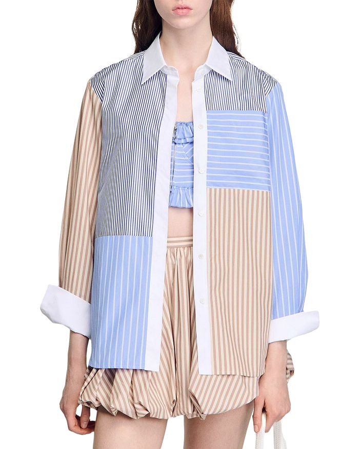 Полосатая рубашка Mix Sandro, коричневый/бежевый
Полосатая рубашка Mix Sandro, коричневый/бежевый