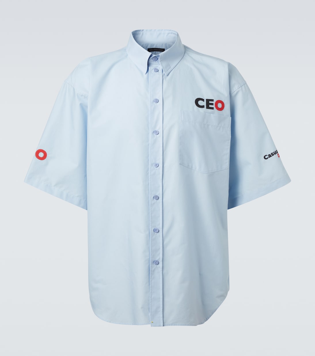 Оверсайз рубашка из хлопкового поплина Balenciaga, светло-синий
Оверсайз рубашка из хлопкового поплина Balenciaga, светло-синий